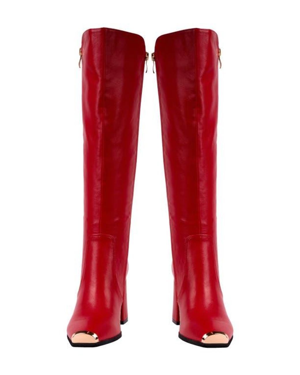 Ninety Union Red Link Nipped Toe Knee High Boot