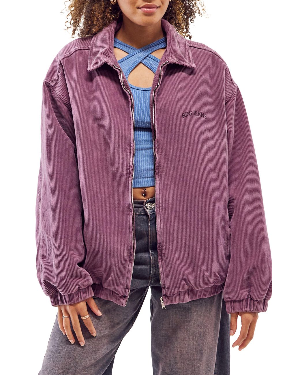 BDG Oversize Corduroy Harrington Jacket in Purple | Lyst