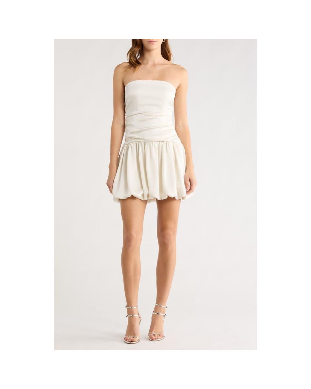 Abound Strapless Satin Bubble Dress in Natural | Lyst
