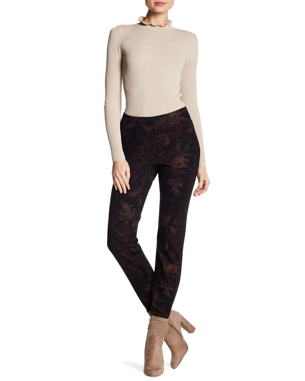 Printed Scuba Straight Leg Ankle Pants 