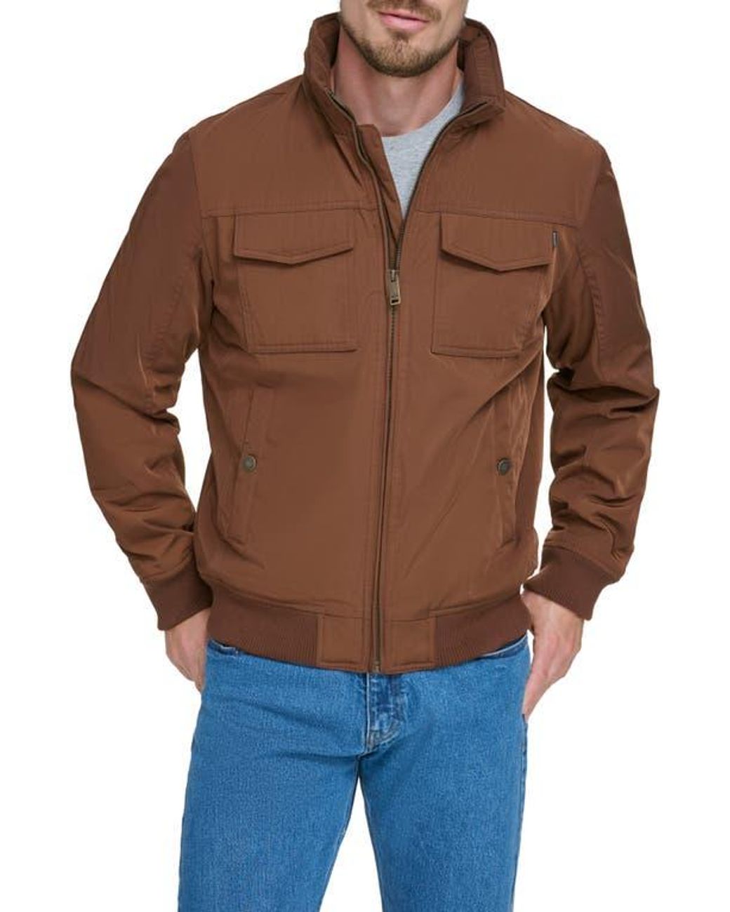 Dockers Brown Quilted Lined Flight Bomber Jacket for men