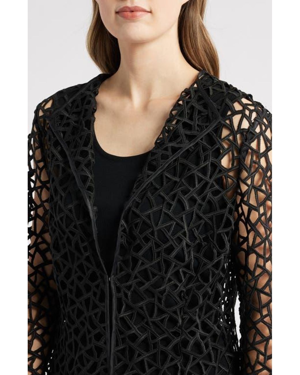 Ming Wang Black Geometric Cutout Jacket