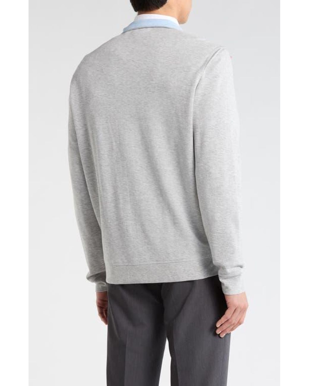 David Donahue Gray Full Zip Knit Jacket for men