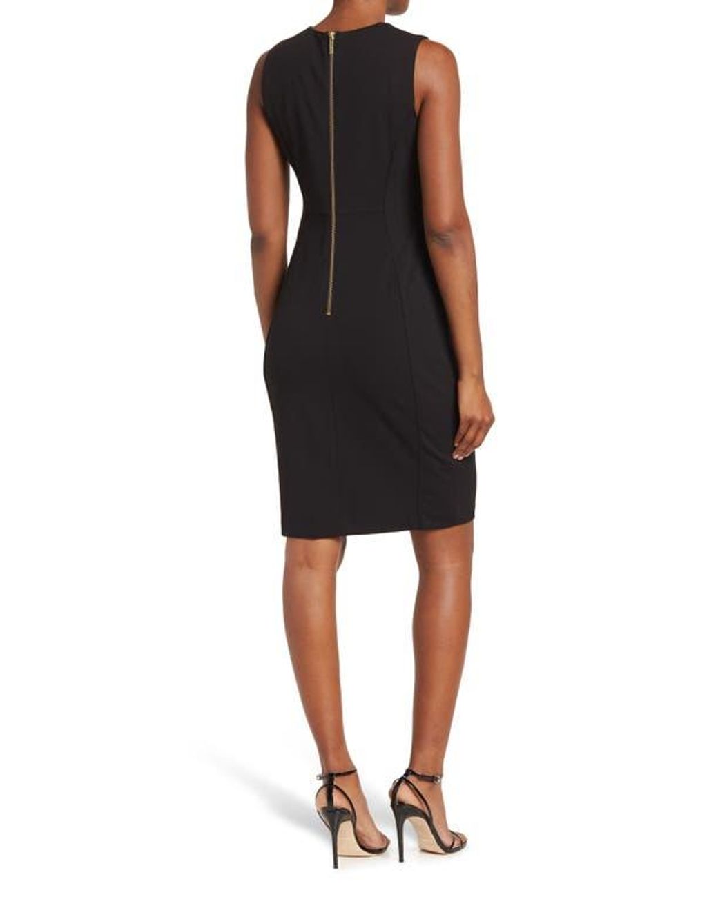 Calvin Klein Sleeveless Sheath Bodycon Dress in Black | Lyst