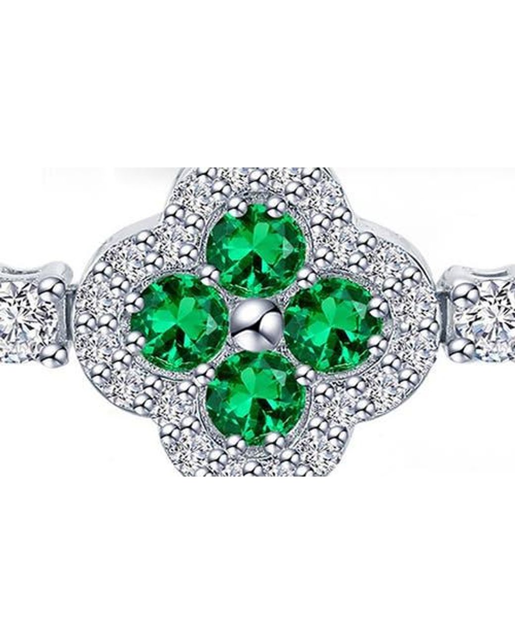 Lafonn Green Simulated Clover Flexible Bangle
