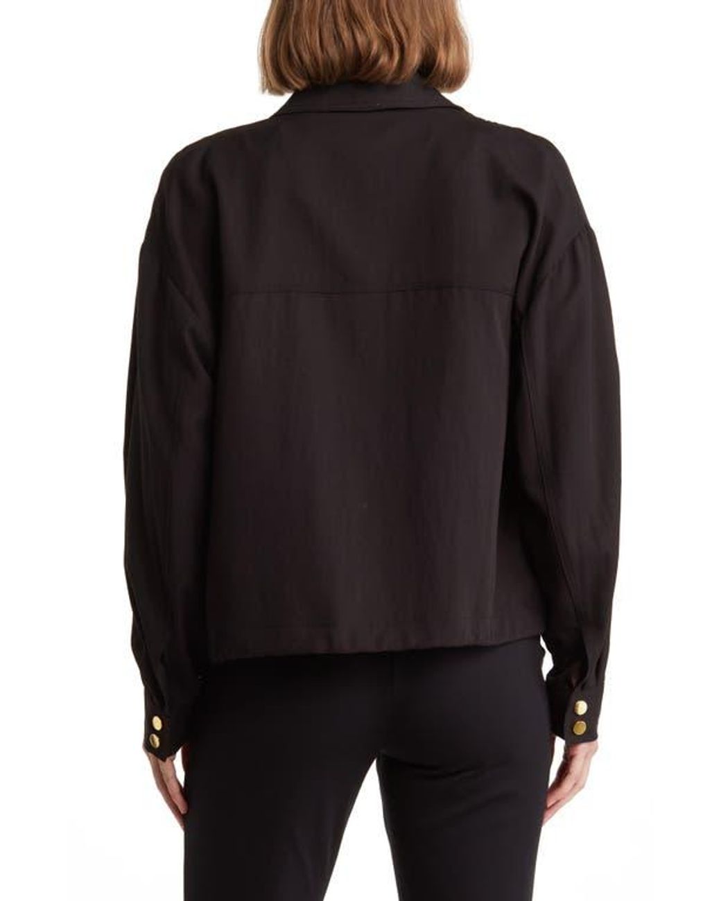 Ellen Tracy Utility Pocket Crop Safari Jacket in Black Lyst