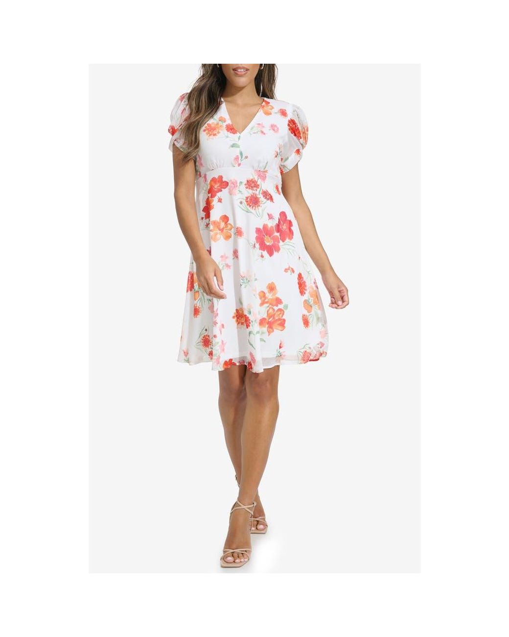 Calvin klein floral a line dress best sale