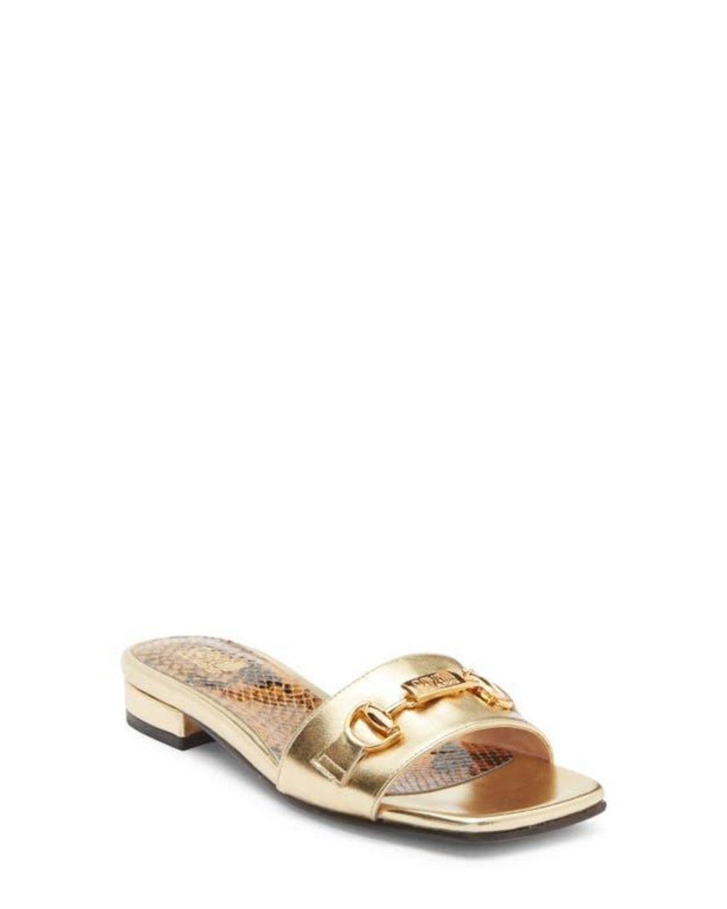 Roberto Cavalli Metallic Flat Slide Sandal
