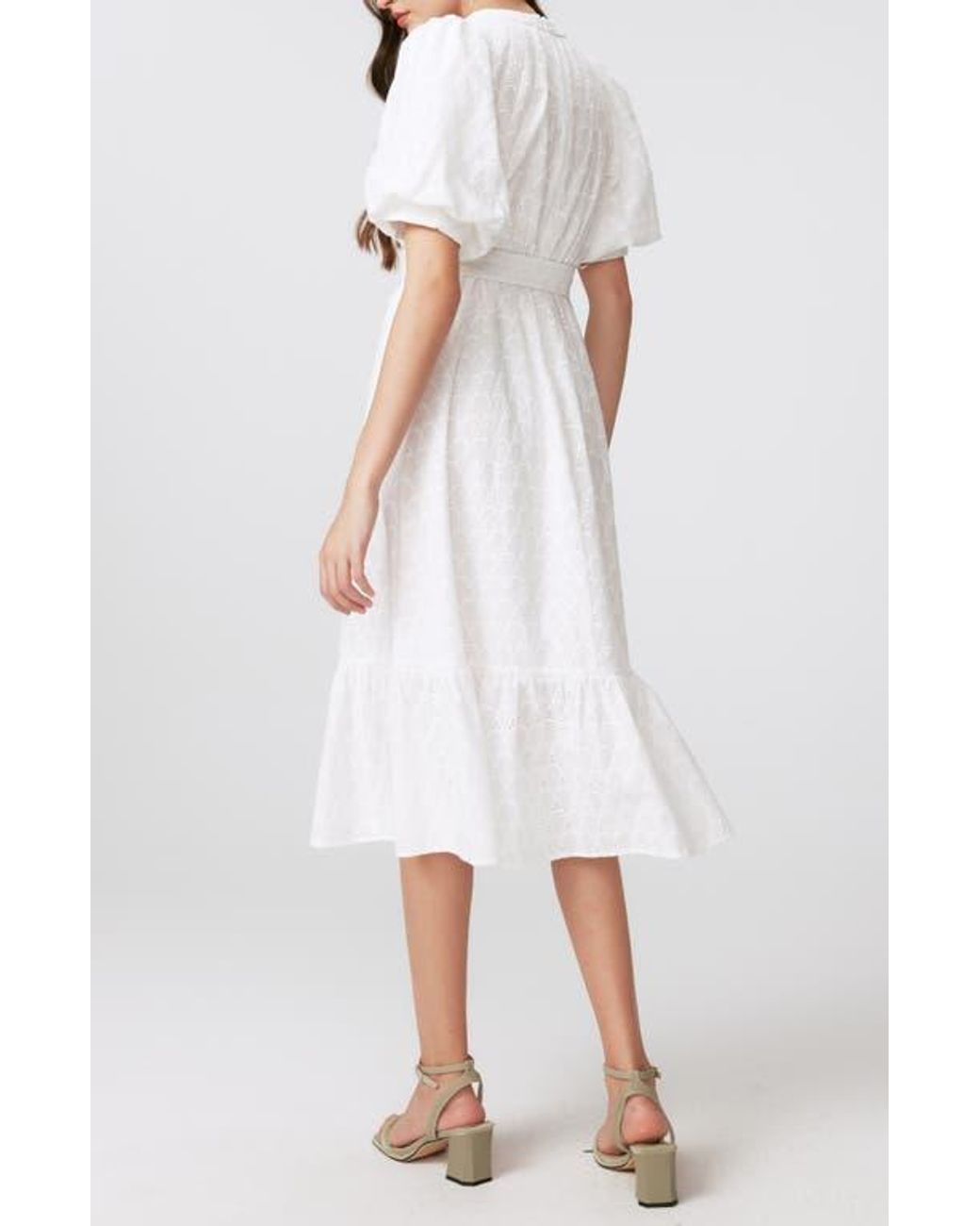 Diane von Furstenberg White Polina Cotton Eyelet Midi Dress