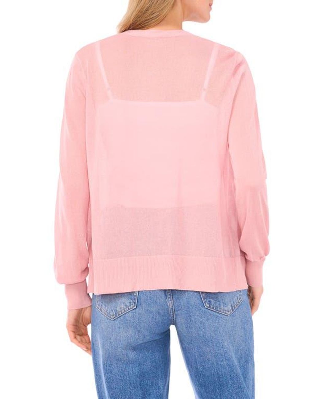 Vince Camuto Pink Tissue Knit Cardigan