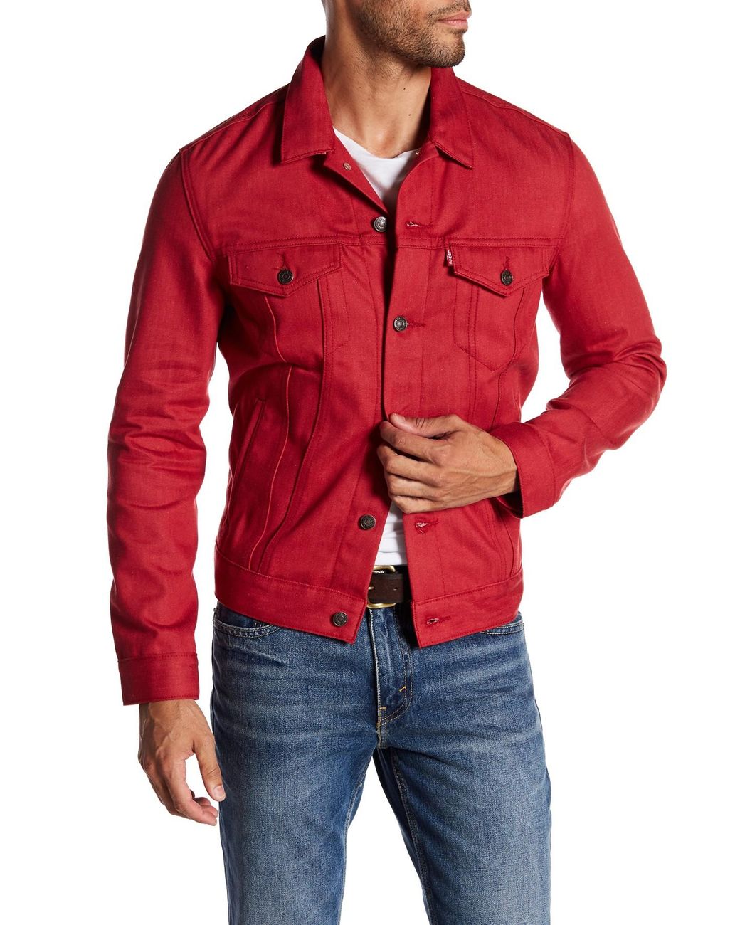 Levi's The Trucker Denim Jacket in Red for Men | Lyst
