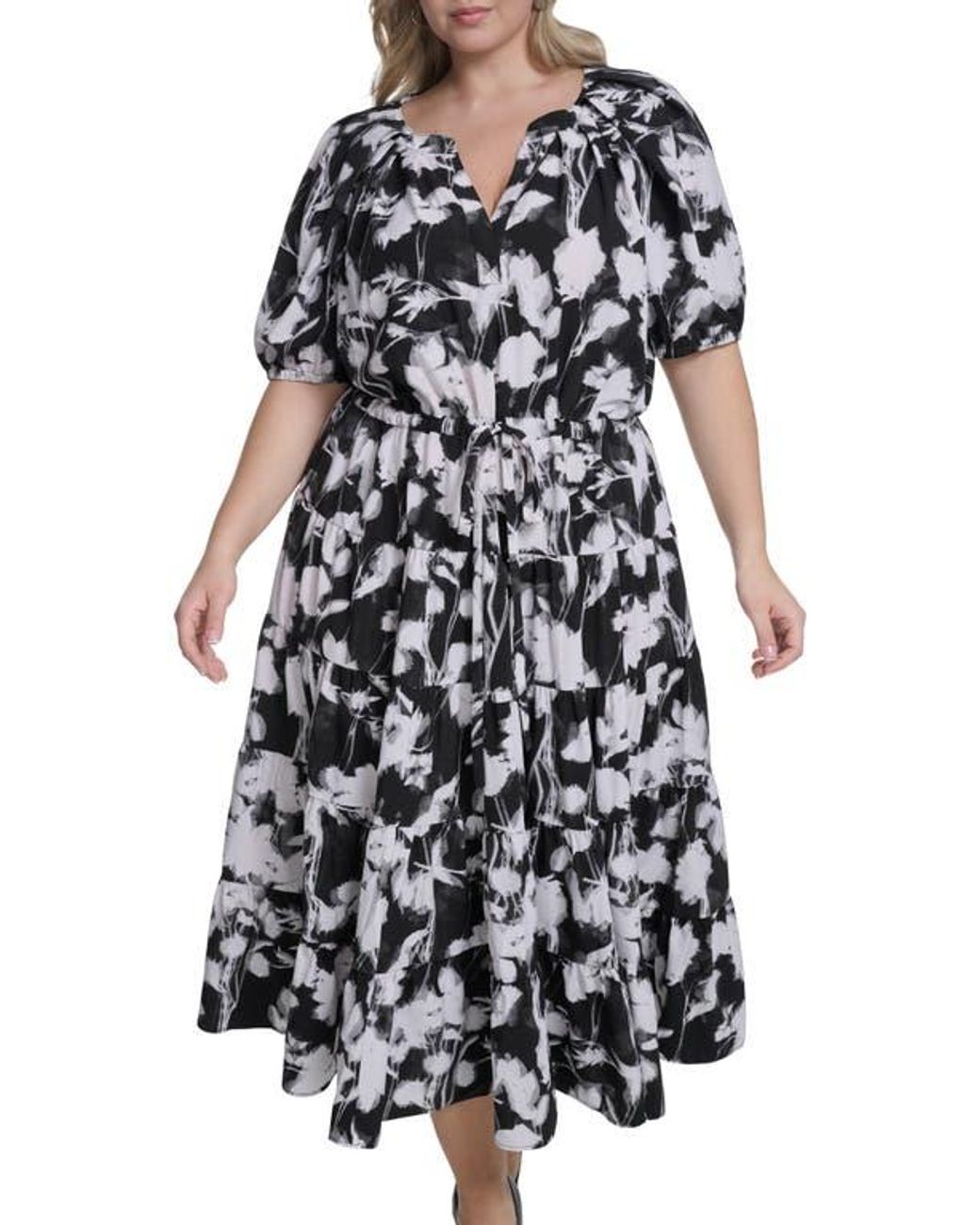 navy blue dress for baby girl Calvin Klein Short Sleeve Belted A-Line Midi Dress