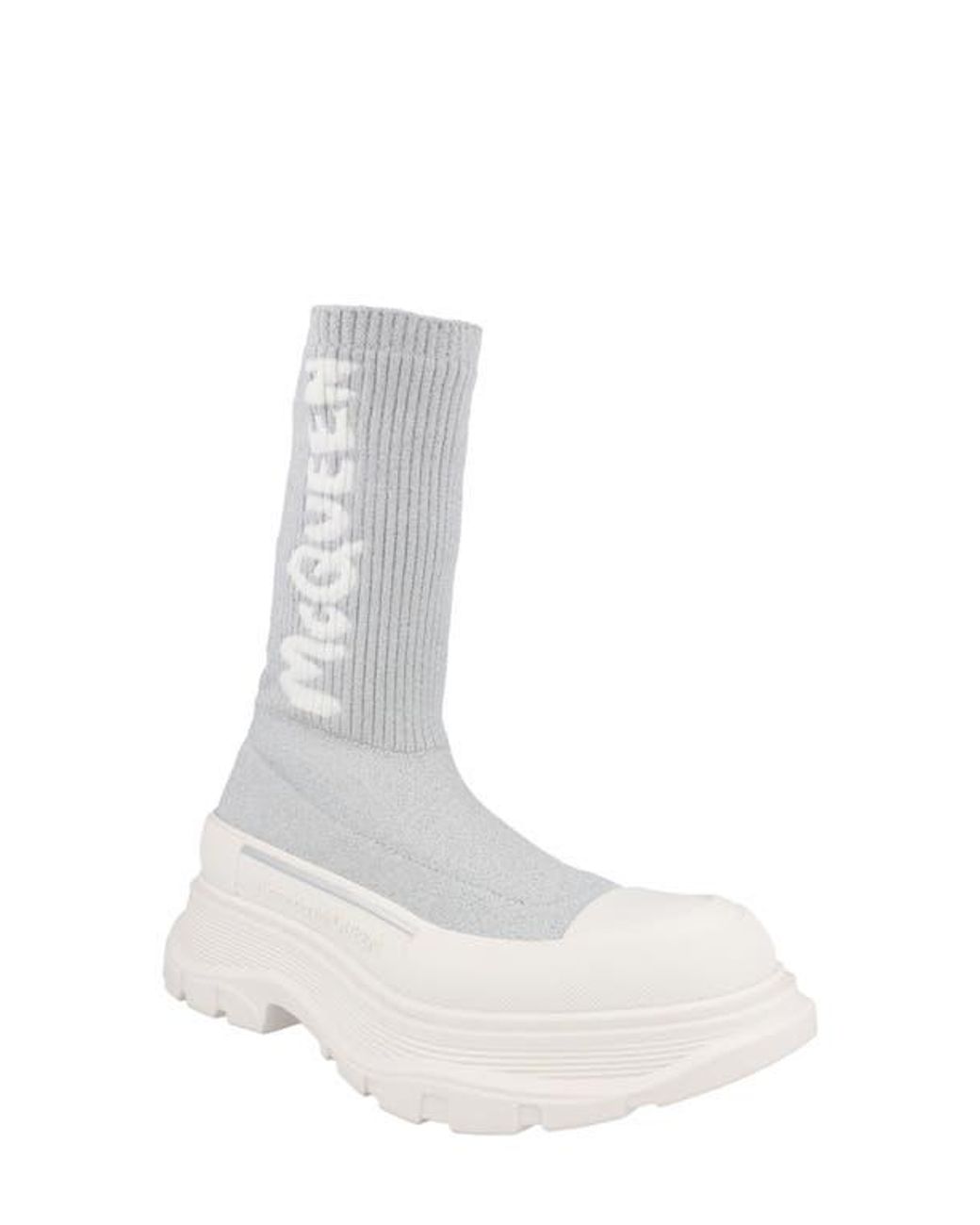 McQueen White Ribbed Tread Sock Bootie