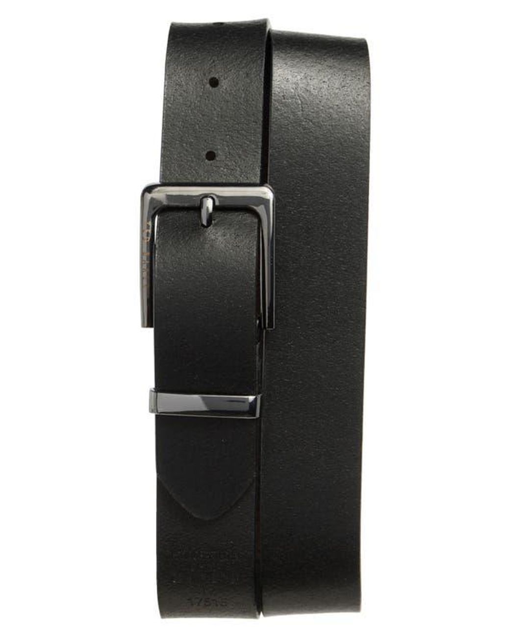 Ted Baker Black Reversible Embossed Leather Belt for men