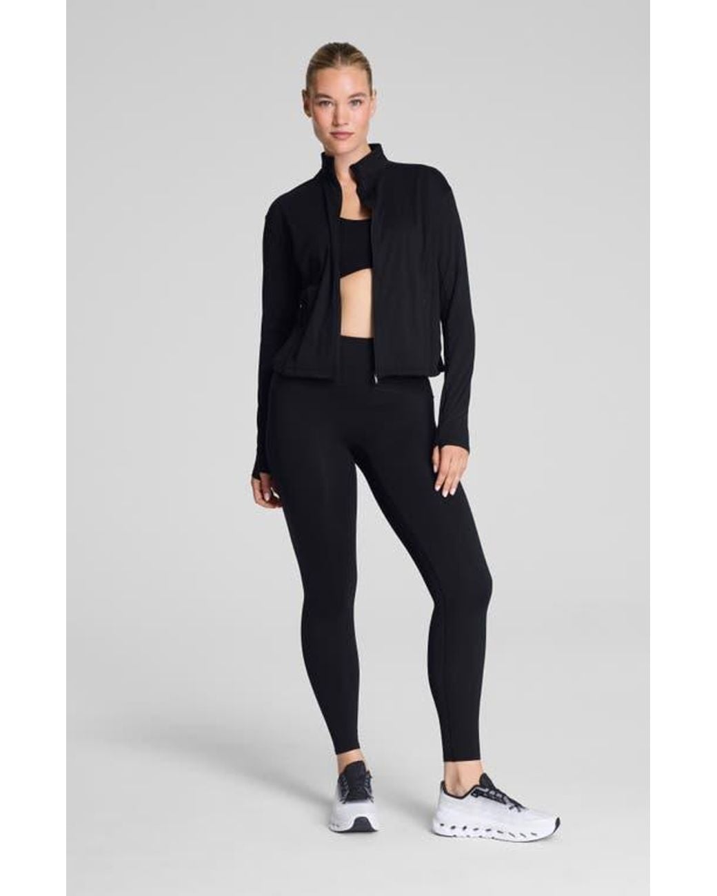 Spanx Black Brushed Full Zip Jacket