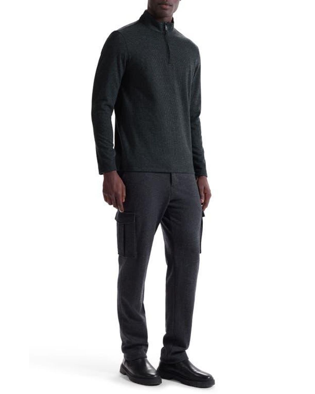 Bugatchi Blue Houndstooth Patern Quarter Zip Top for men