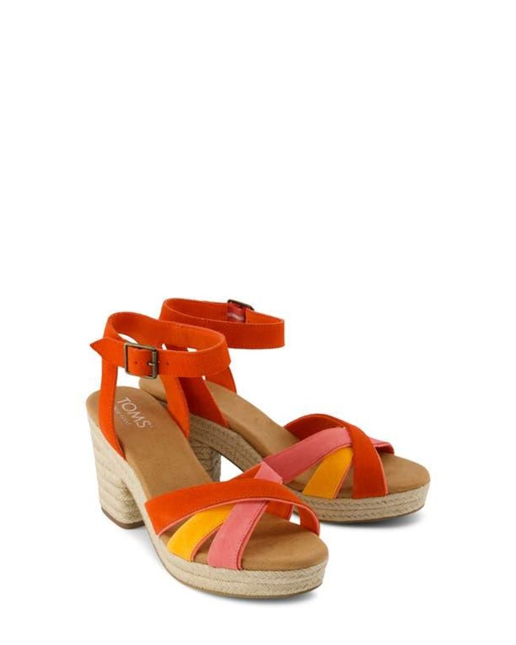 TOMS Orange Majorca Ankle Strap Platform Sandal