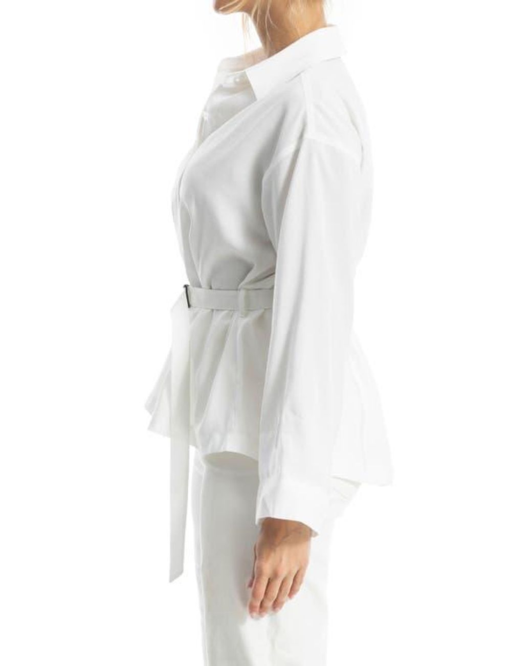 Max Studio White Belted Shirt