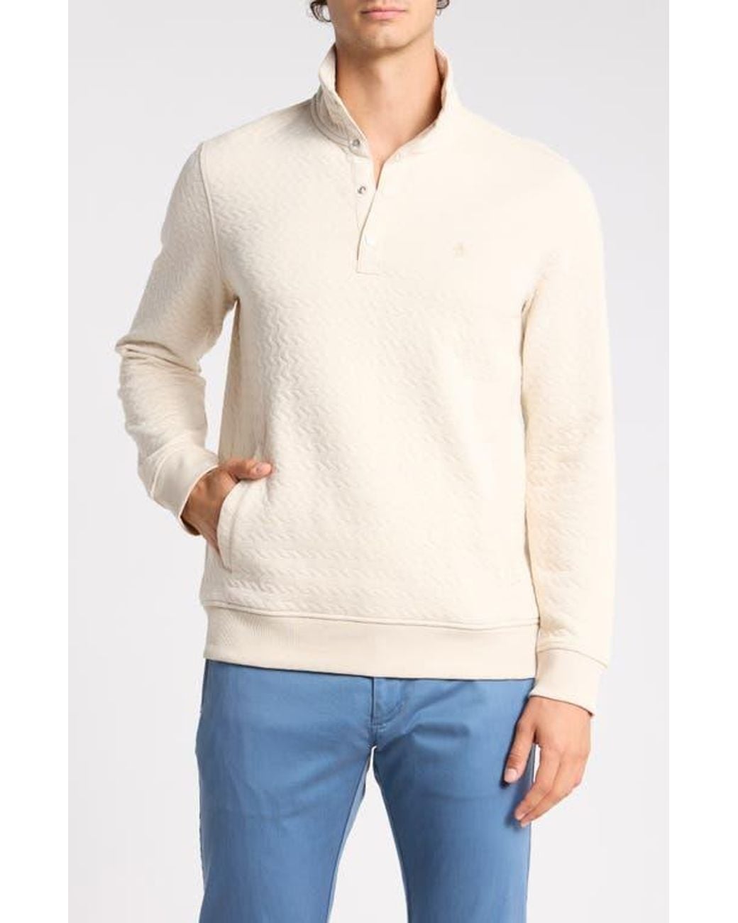 Original Penguin White Quilted Quarter-Snap Pullover for men
