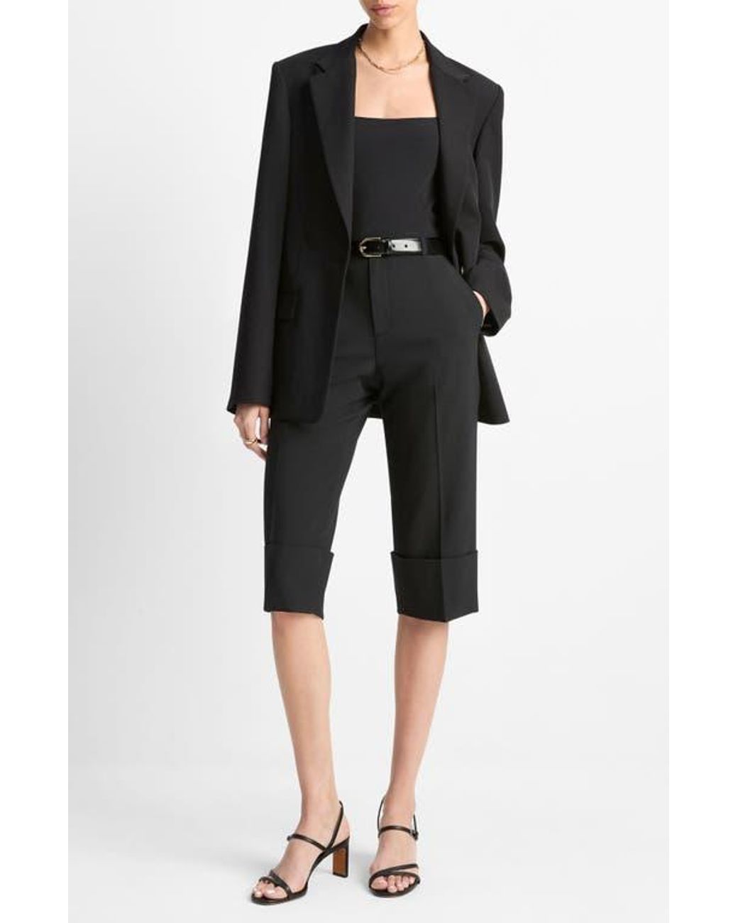 Vince Black Cuffed Hem Crop Pants