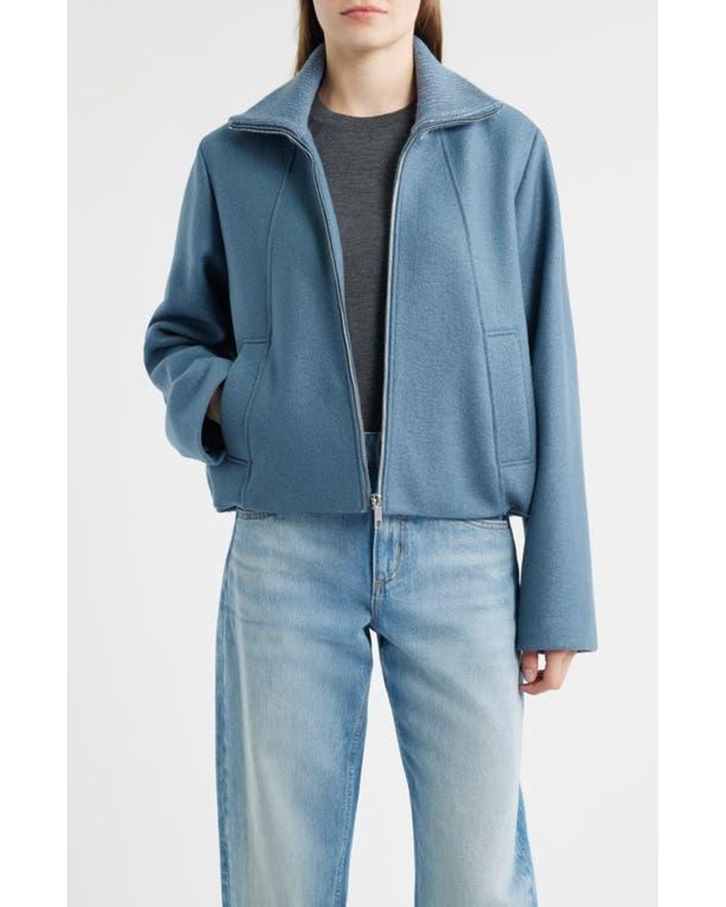 Boss Blue Cundalini Wool Bomber Jacket
