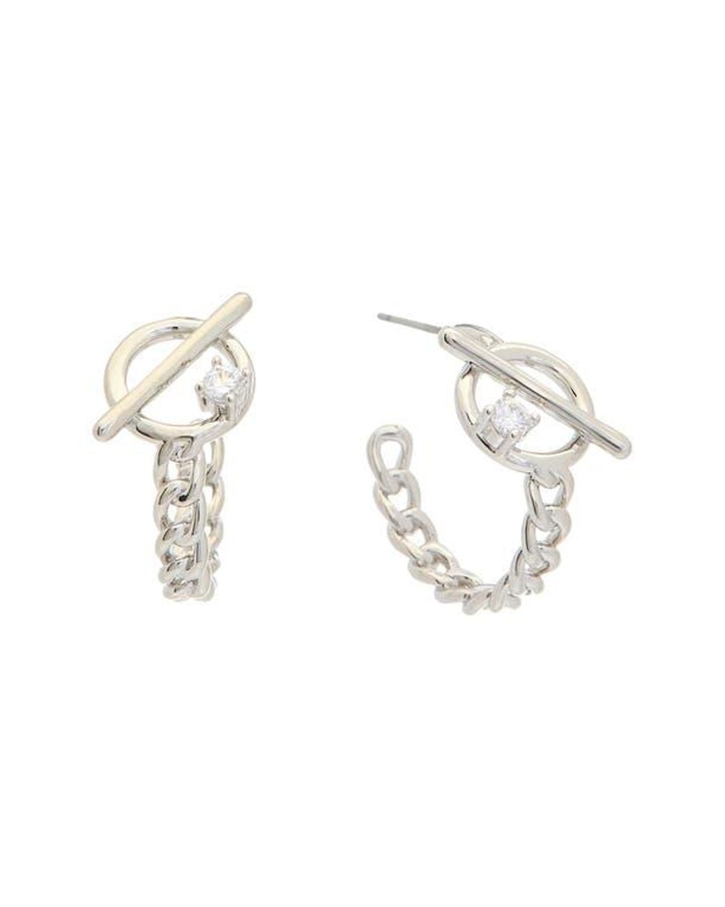 Juvell Metallic Toggle Chain Hoop Earrings
