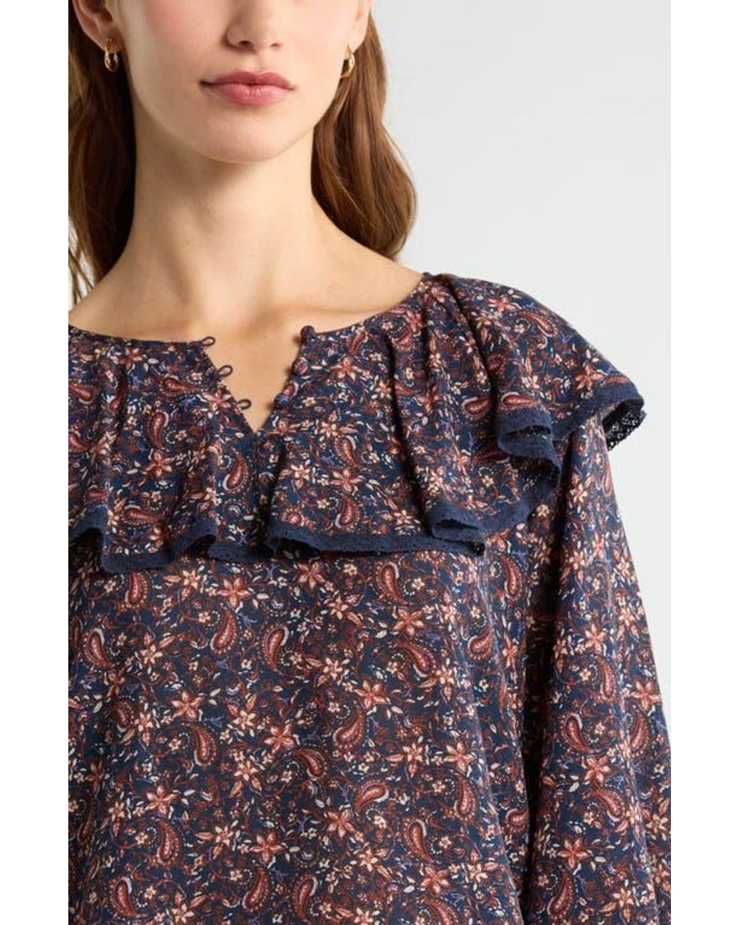 Treasure & Bond Black Ruffle Collar Top