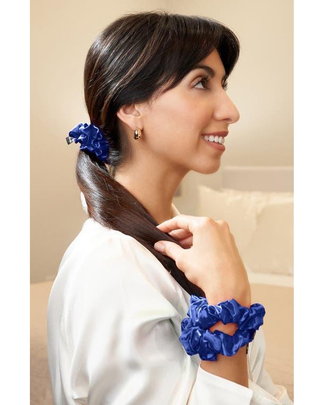BLISSY Blue 3-Pack Silk Scrunchies