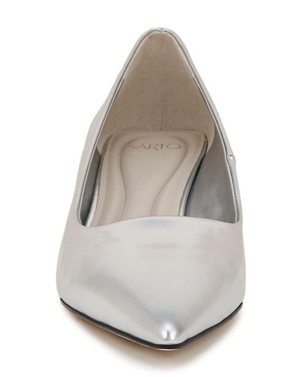 Sarto White Diva Kitten Heel Pointed Toe Pump