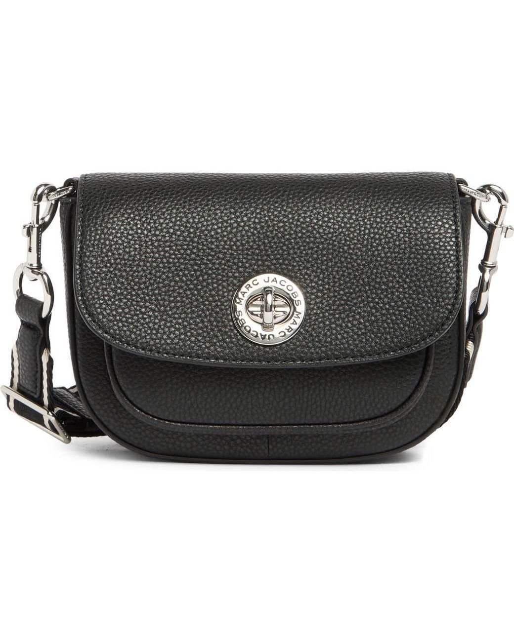 SALE★MARC JACOBSターンロック シグネットサドルバッグS Marc Jacobs Signet Turn Lock Leather Saddle Bag in Black | Lyst