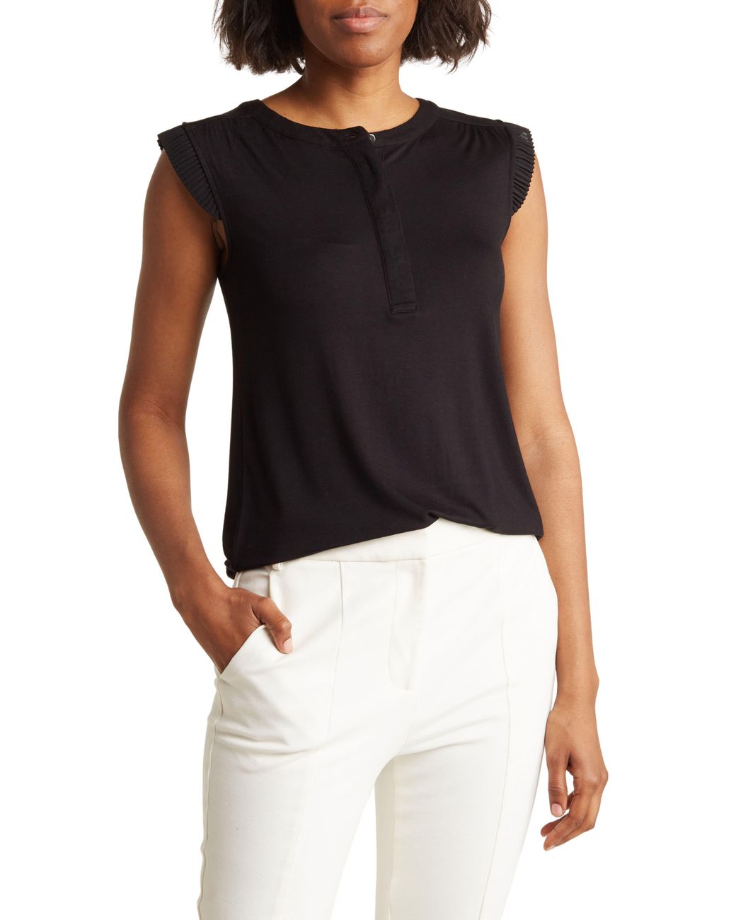 T Tahari Cap Sleeve Top in Black Lyst