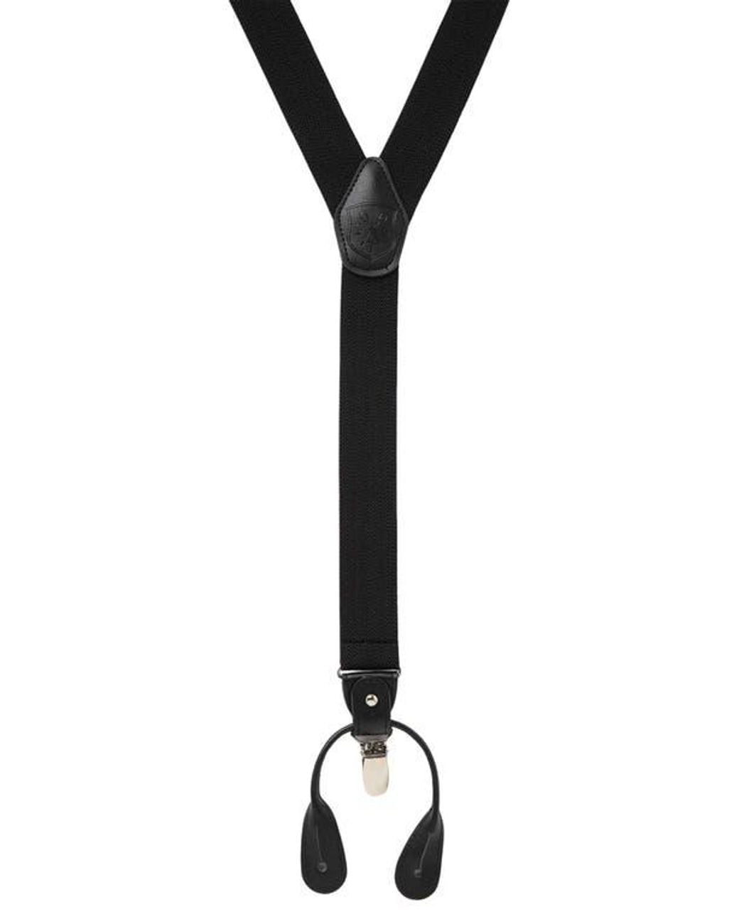 Ike Behar Black Ib Herringbone Suspenders for men