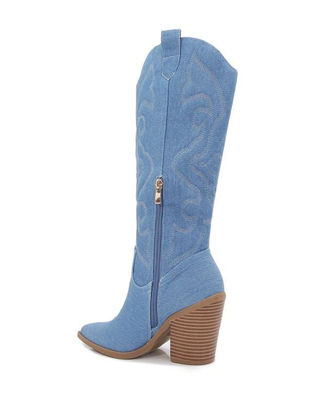 BERNESS Blue Metallic Quilted Cowboy Boot