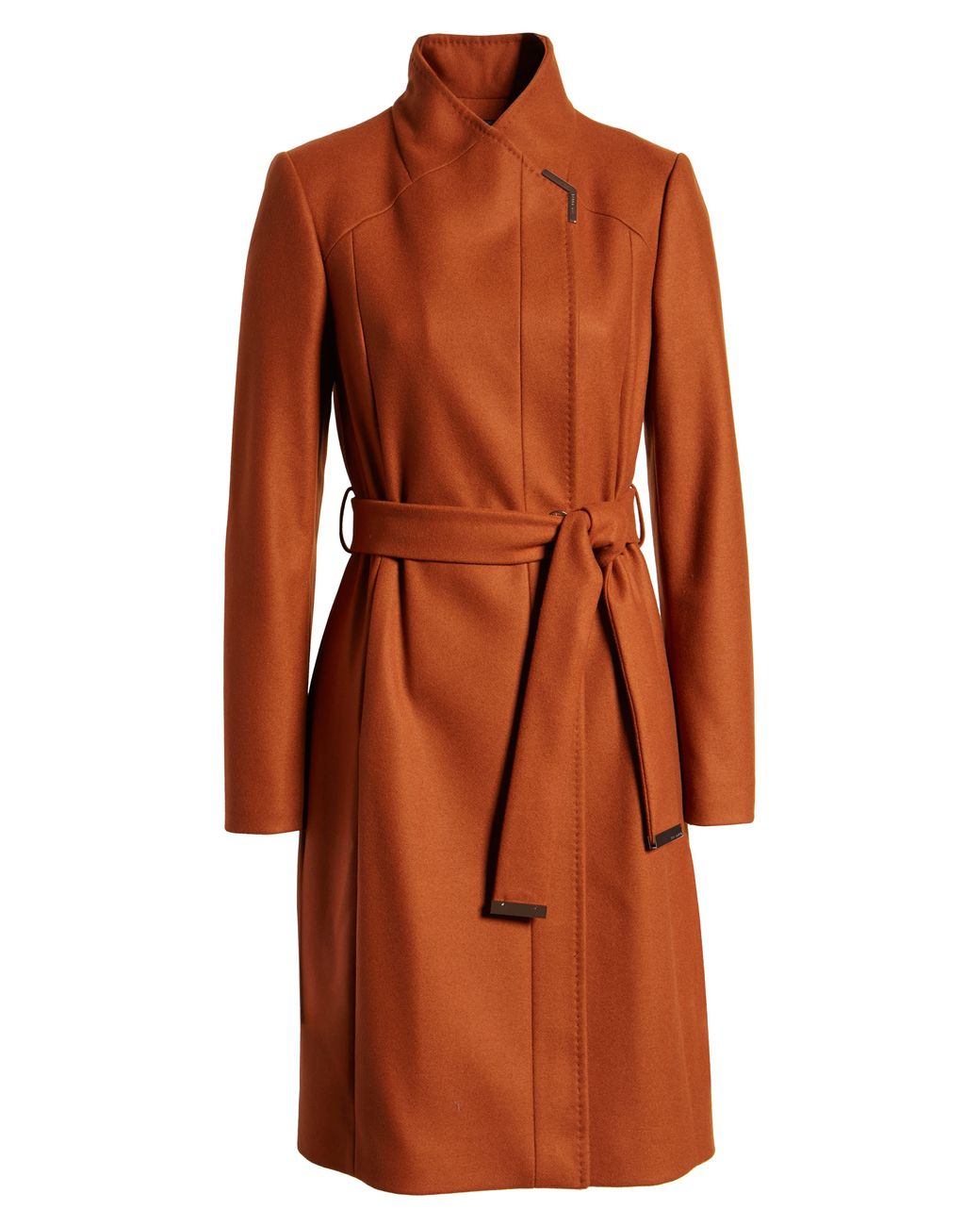 Ted Baker Long Belted Wrap Coat in Brown Lyst