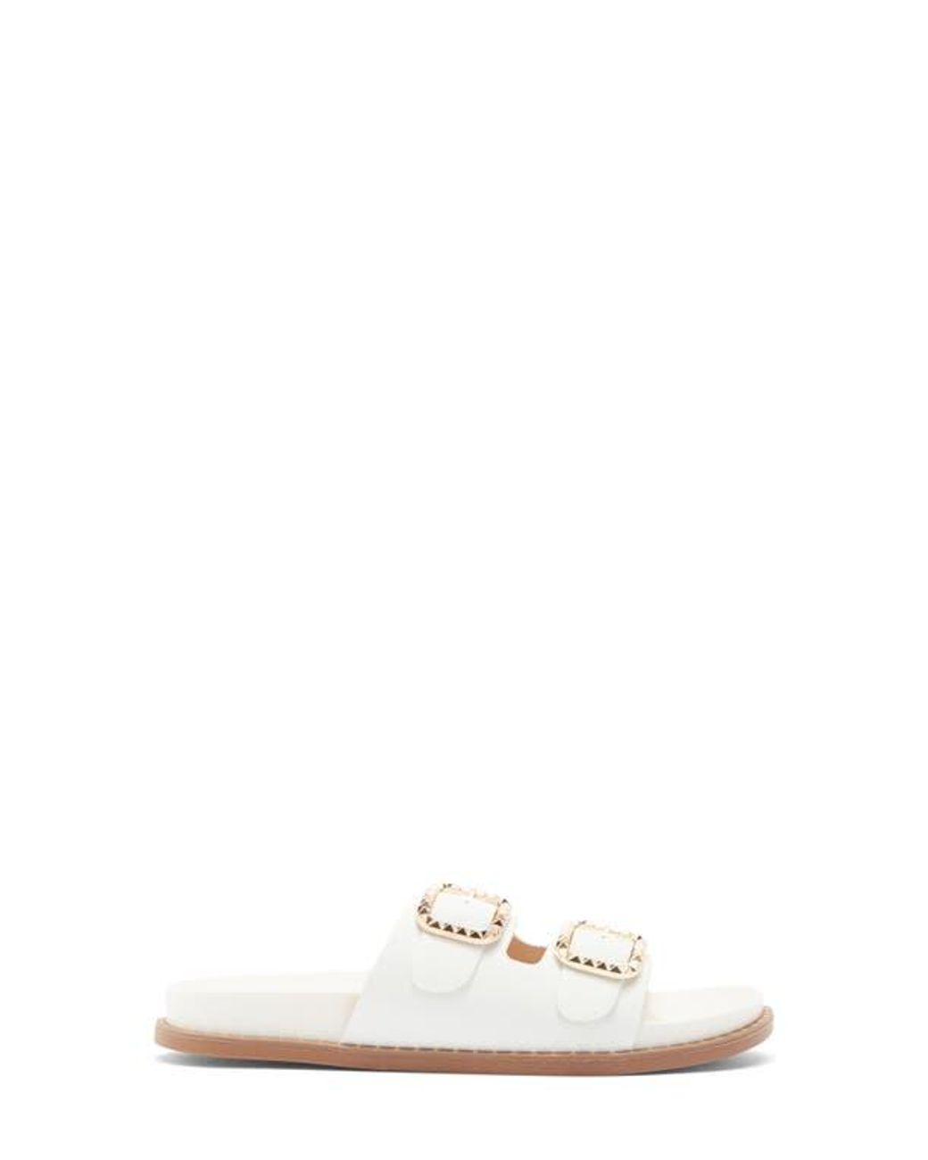 Top Moda White Sailor Double Strap Slide Sandal