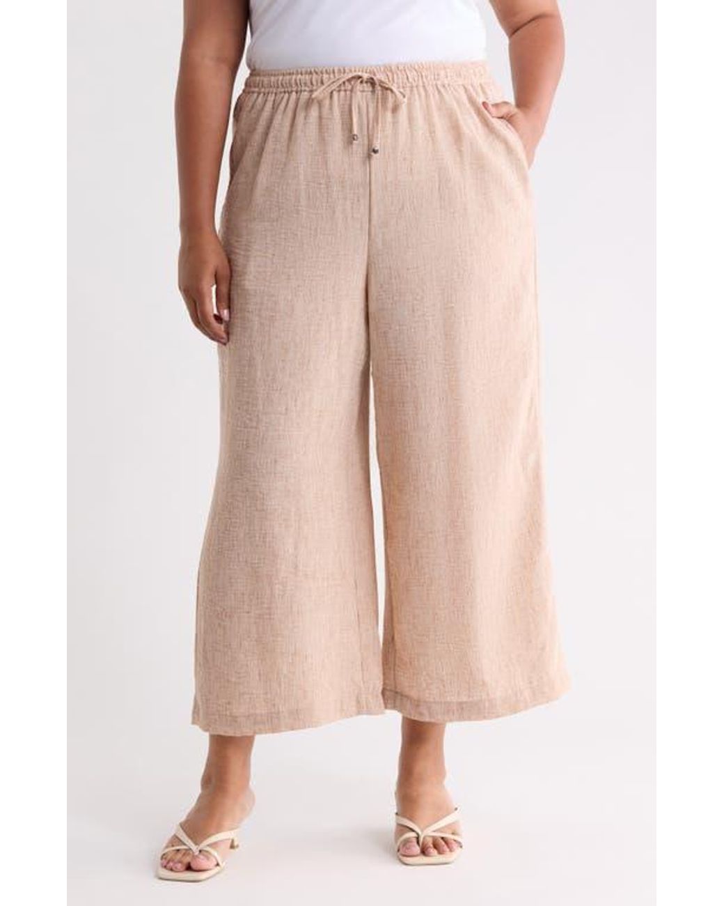 Max Studio Natural Crop Drawstring Pants