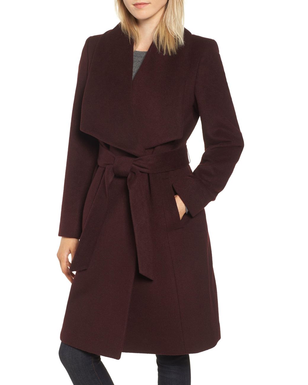 slick wool blend wrap coat cole haan signature