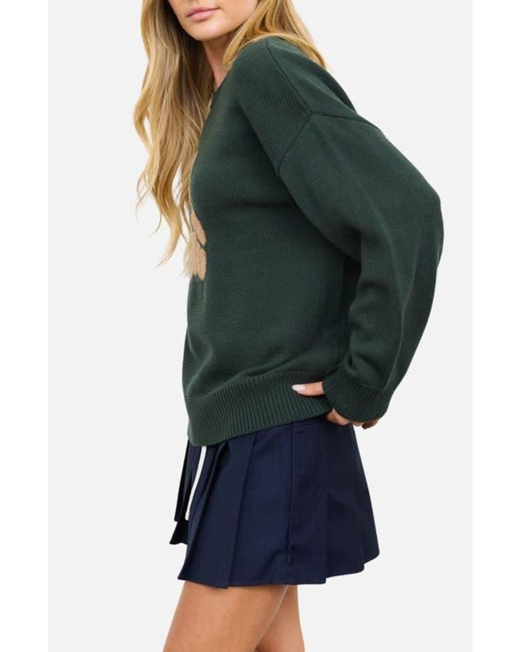 Blu Pepper Green Teddy Bear Pullover Sweater
