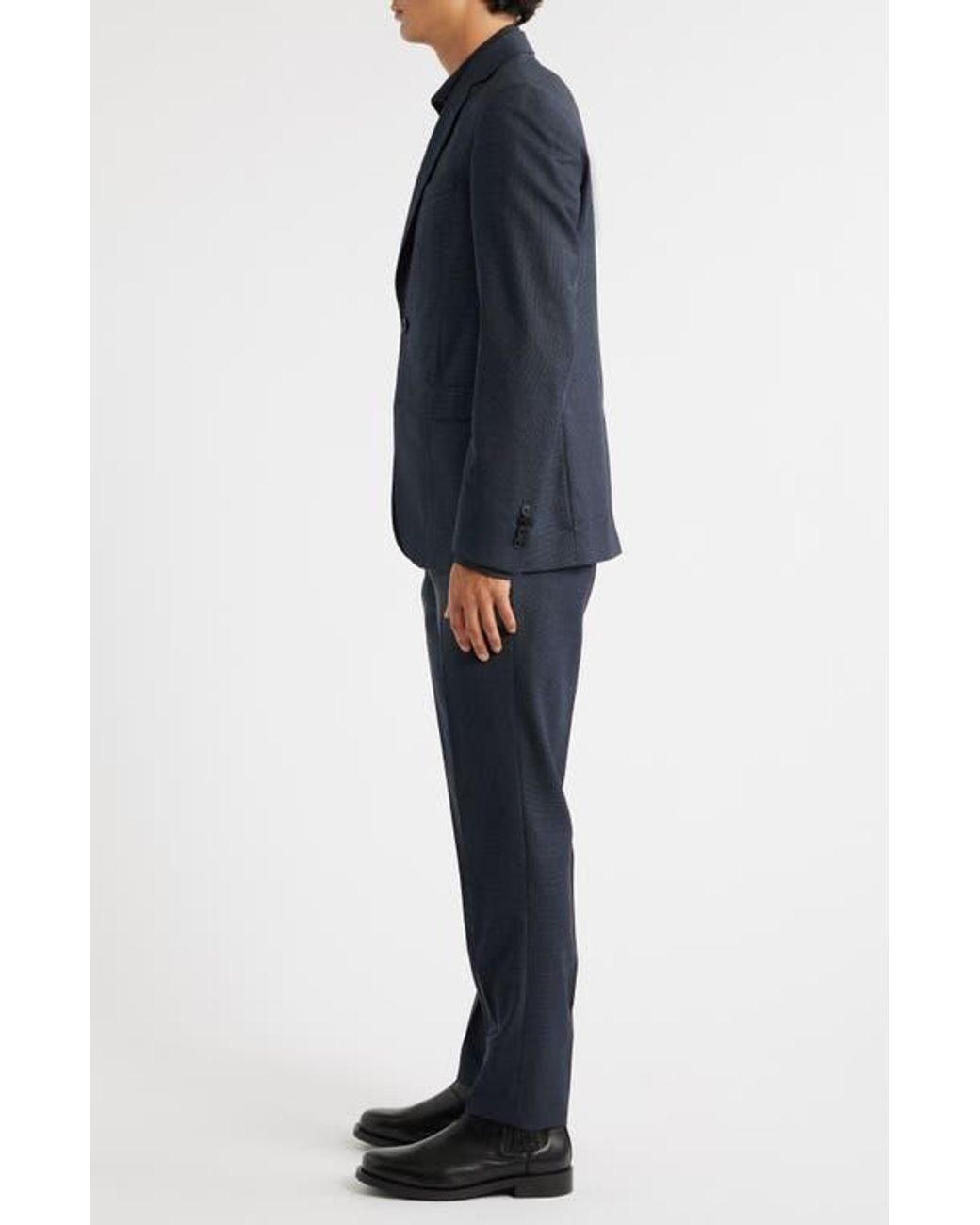 AllSaints Blue Ross Slim Fit Solid Wool Suit for men