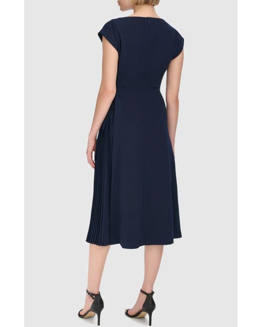 open lace back dress Double Time Pleat Dress Blue  Tidal Dress Collective