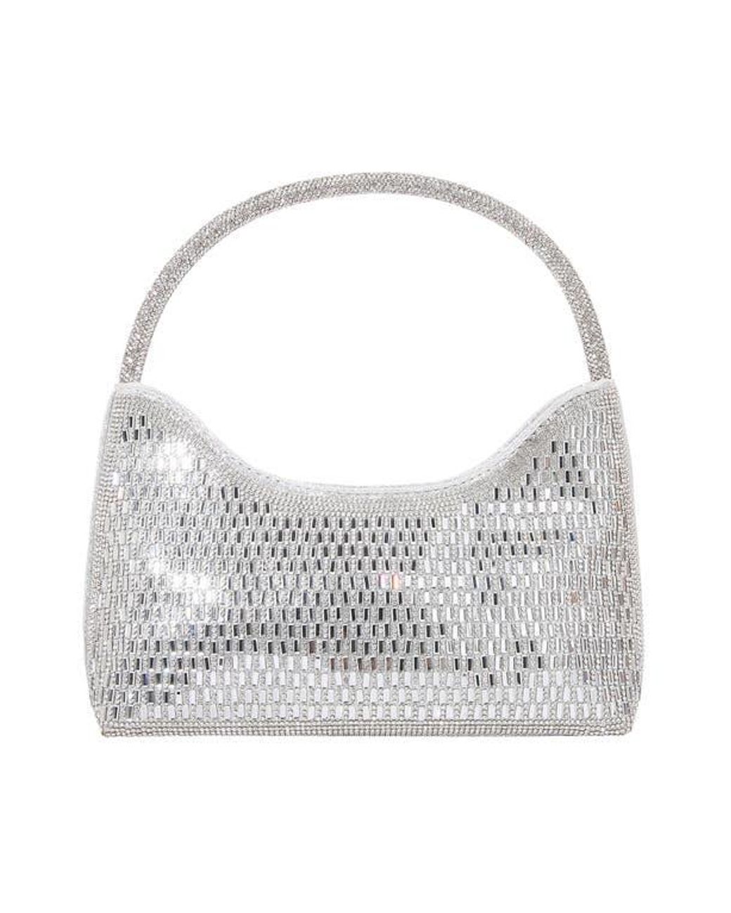 BERNESS Gray Rhinestone Beaded Shoulder Bag