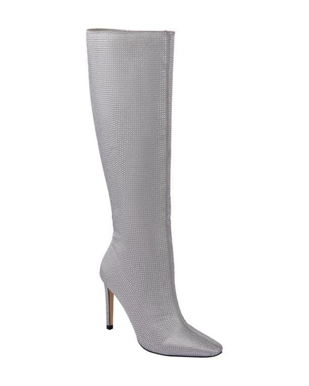 Lady Couture Gray Diamond Rhinestone Pointed Toe Boot