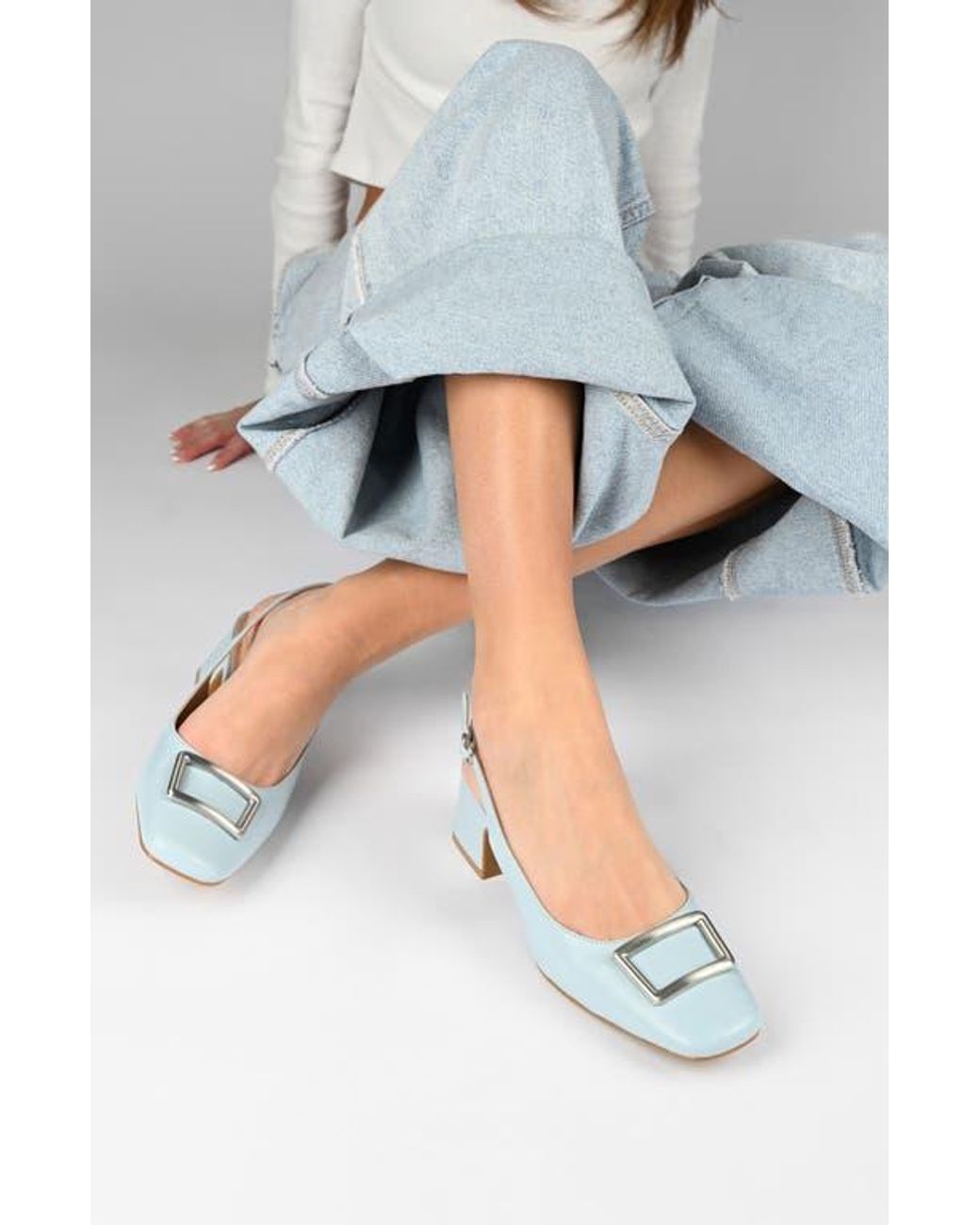 Journee Collection Blue Everlee Slingback Pump