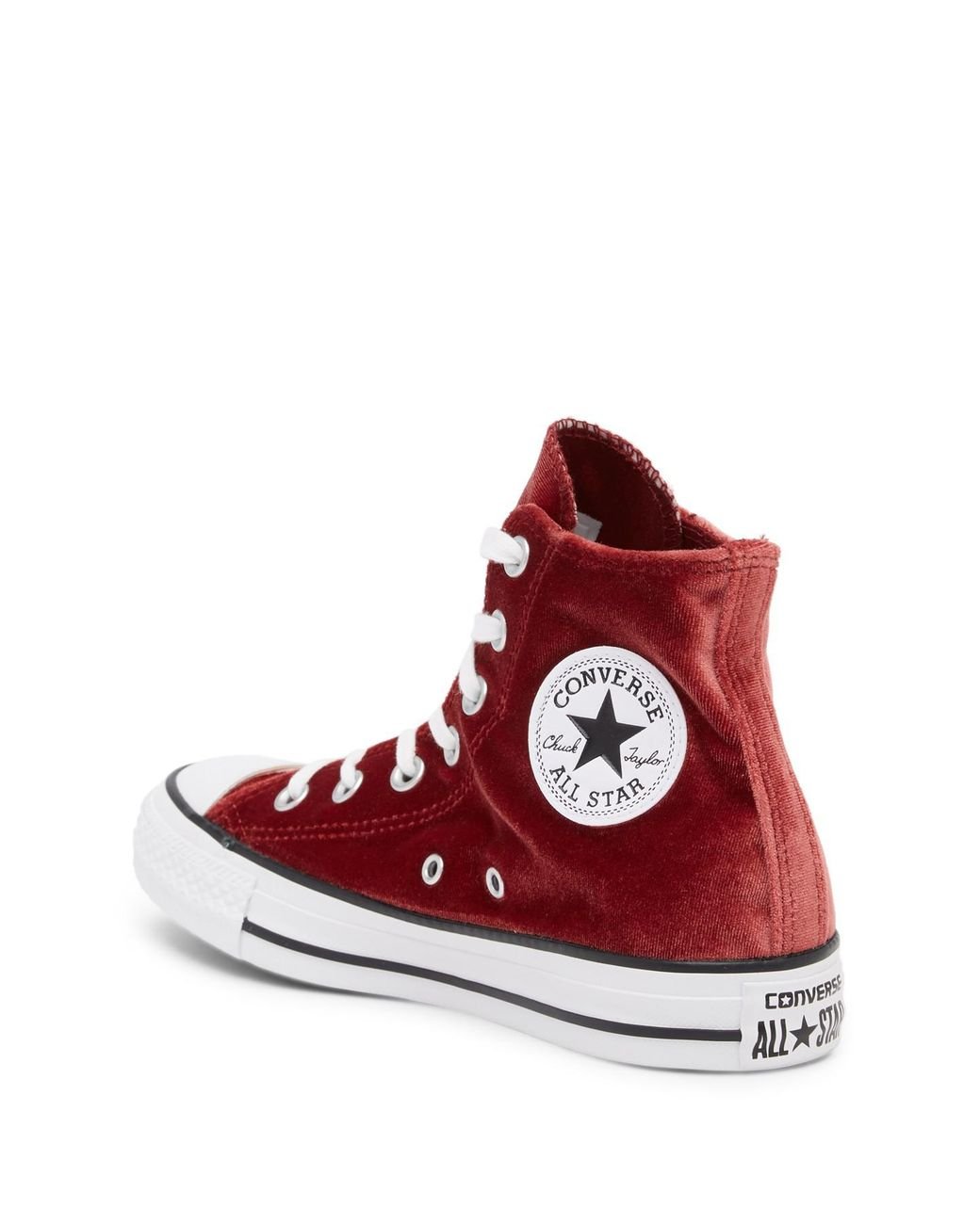 Dial Wording puzzle Converse Chuck Taylor All Star Velvet Hi Sneaker in Red | Lyst