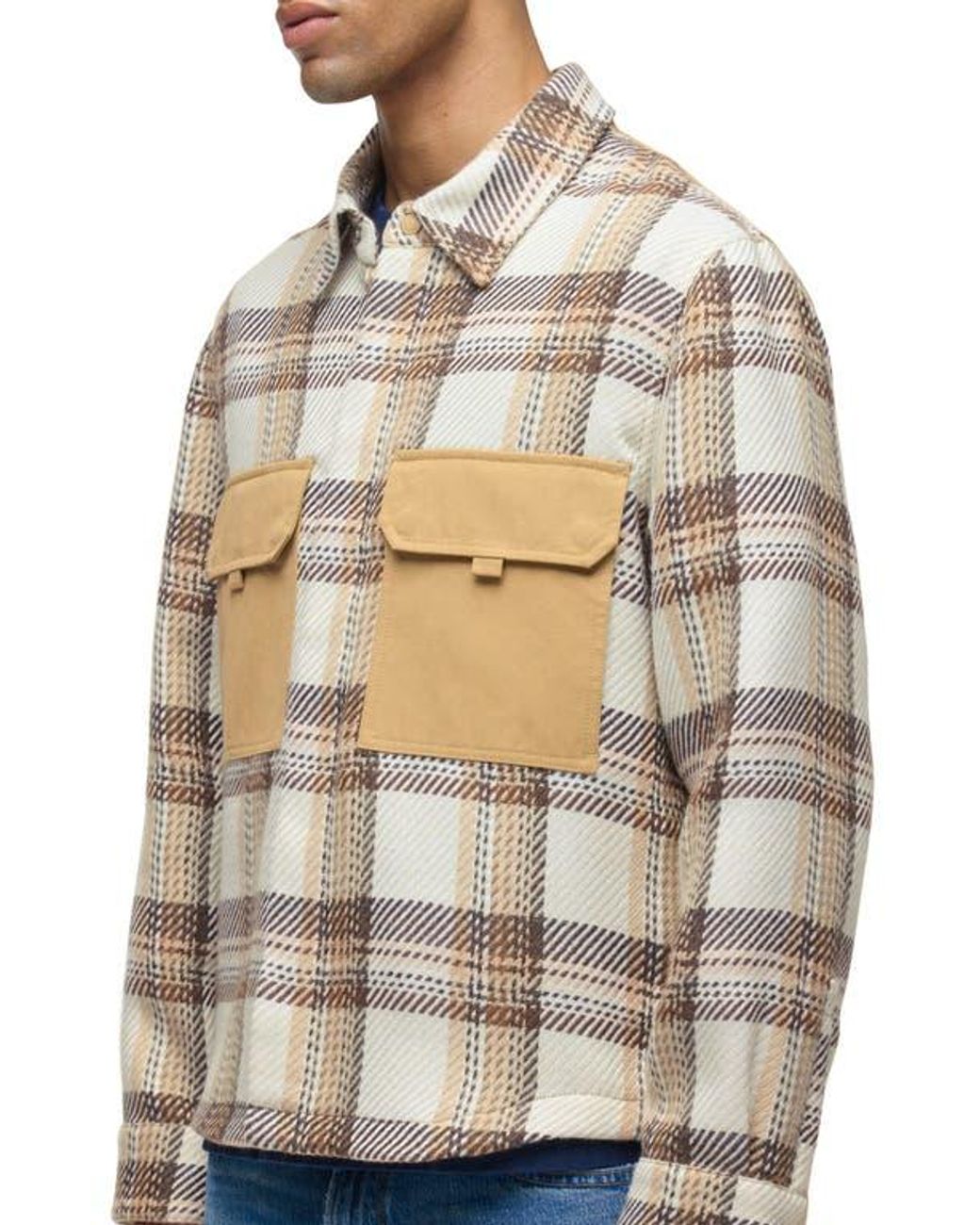 Hudson Blue Plaid Shirt Jacket for men