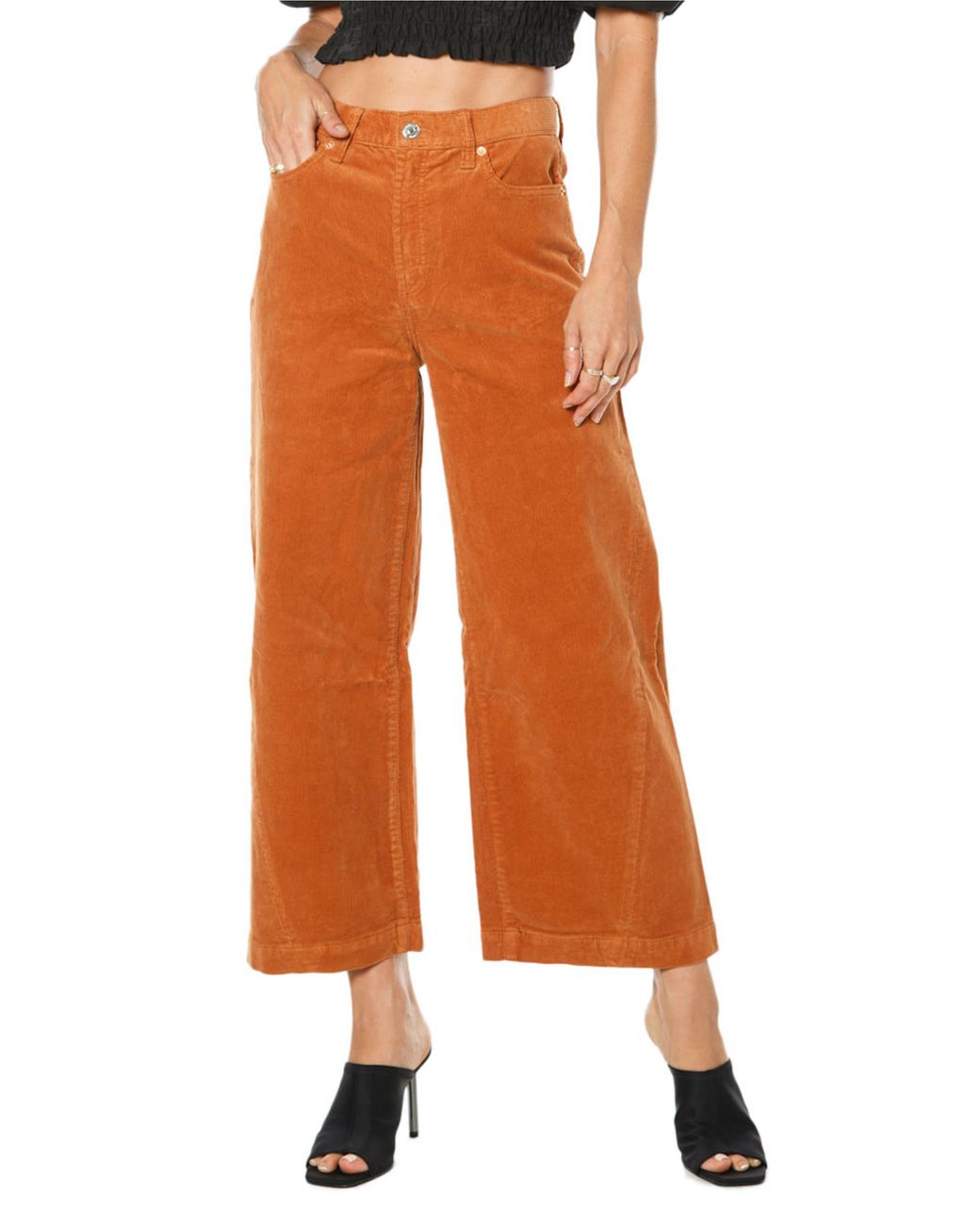 Juicy Couture Wide Leg Stretch Cotton Corduroy Pants In Deep Rust At ...