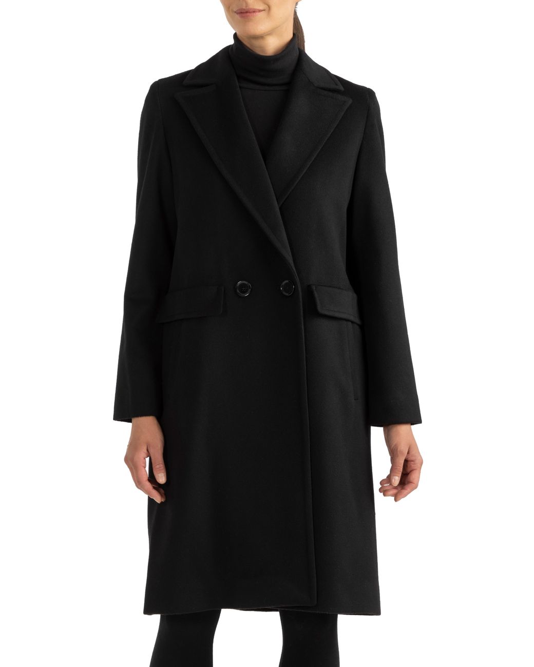 Sofia Cashmere Double-breasted Wool Blend Coat in Black | Lyst