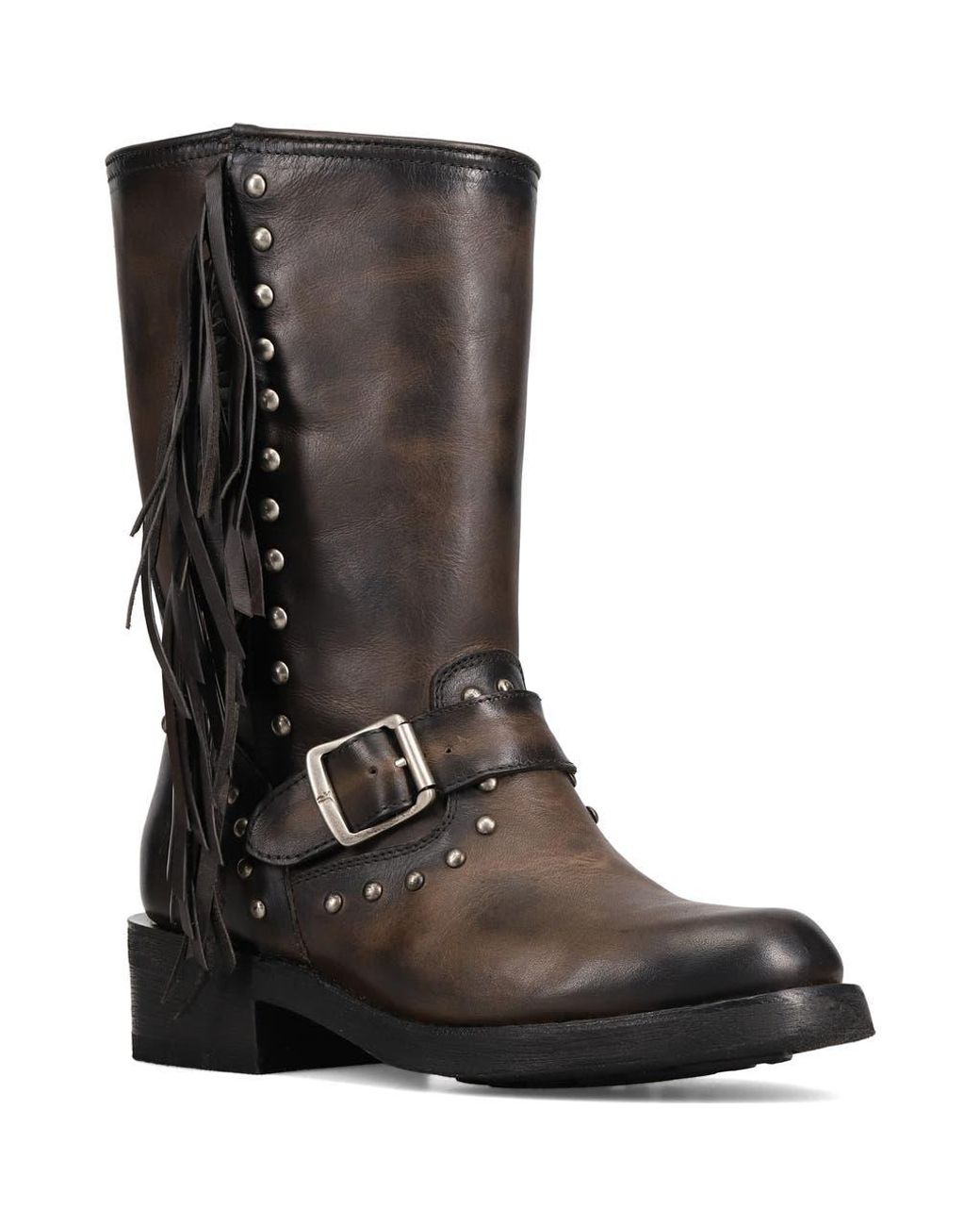Frye Black Viv Fringe Trim Boot