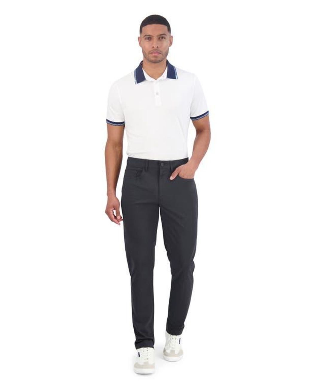 Ben Sherman Blue Solid 4-Way-Stretch Tech Golf Pants for men