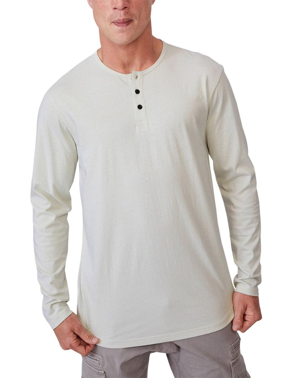 Cotton On Cotton Longline Scoop Henley Long Sleeve T-shirt in Ivory ...